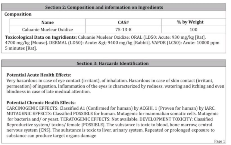 MSDS Calaunie